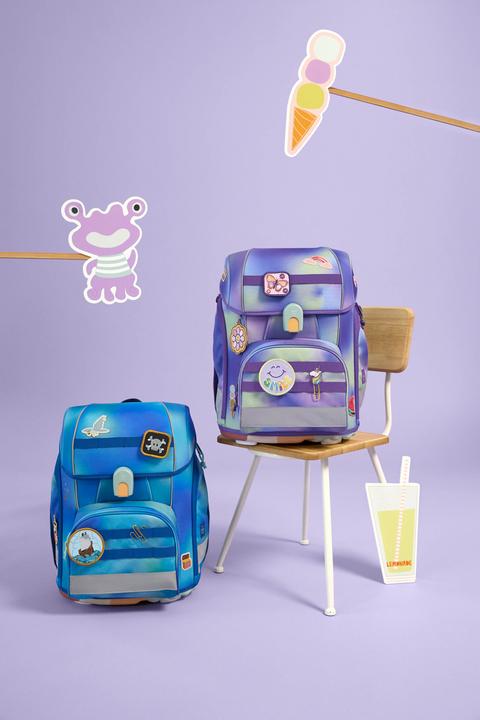 Actual product image Lässig Schulrucksack-Set Boxy, Lila / Grün (21 l)
