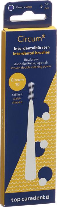 Image du produit Top Caredent Circum 10 brossettes interdentaires violet avec manche (5 x)
