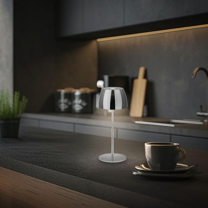 Actual product image Briloner Rechargeable LED table lamp - Mini, touch, black chrome (150 lm)