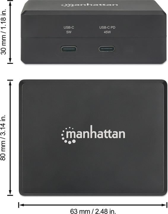 Produktbild Manhattan 130554 Smart Video Power Delivery-Ladehub (USB-C, 1 Ports)