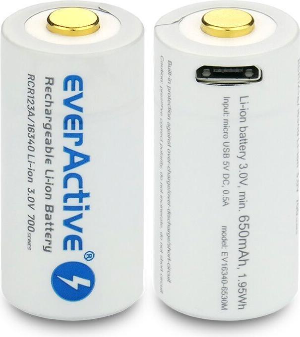 Produktbild Everactive 16340 / RCR123A 3V 700 mAh - Akku (1 Stk., RCR123A, 650 mAh)