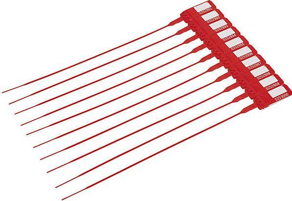 Immagine prodotto kaiserkraft Sigillo di sicurezza a fascetta, PP, conf. da 10 pz., 435 mm, rosso, a partire (10 Pezzo/i)