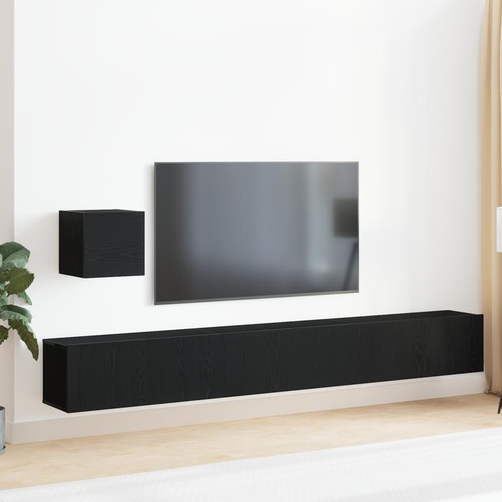 Produktbild VidaXL 4-teiliges TV-Schrank-Set Schwarz Eiche Holzwerkstoff (80 x 30 x 80 cm)