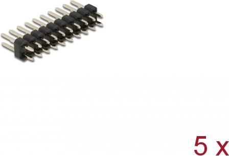 Actual product image Delock Male header 10 pin, grid spacing 2.54 mm, 2-row, straight, 5 pieces
