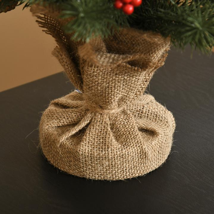 Produktbild Homcom Künstlicher Weihnachtsbaum für den Tisch mit Sockel in Sackleine verpackt