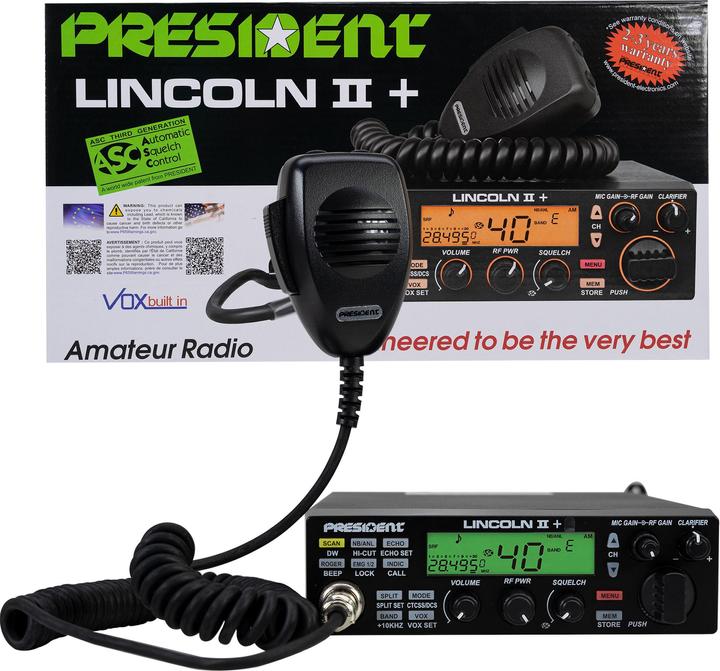 Actual product image President Amateur radio LINCOLN II + ASC 10/12M, Roger Beep, ANL, NB, Hi-Cut filter, AM-FM-USB-LSB-CW