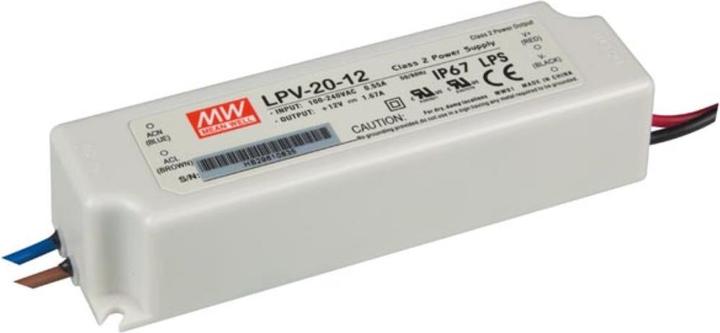 Produktbild MeanWell MEAN WELL LPV-20-12, 20 W, 90 - 264 V, 20 W, 47 - 63 Hz, 1.67 A, White