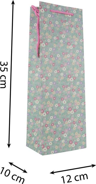 Produktbild Idena Flaschentasche Blumen Kraftpapier 140g/m² grün 12,5x35x9cm (Flaschentasche)