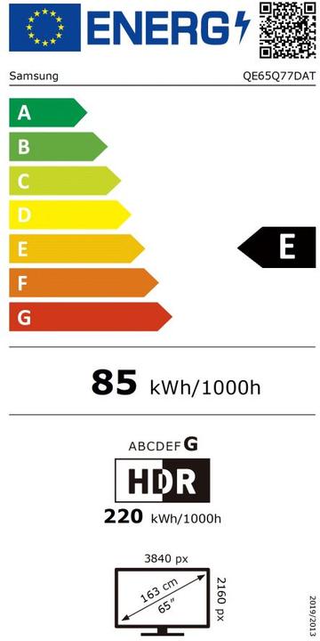 Energie-Label Samsung 65" Q77D – 4K QLED TV (65", QLED, 4K)