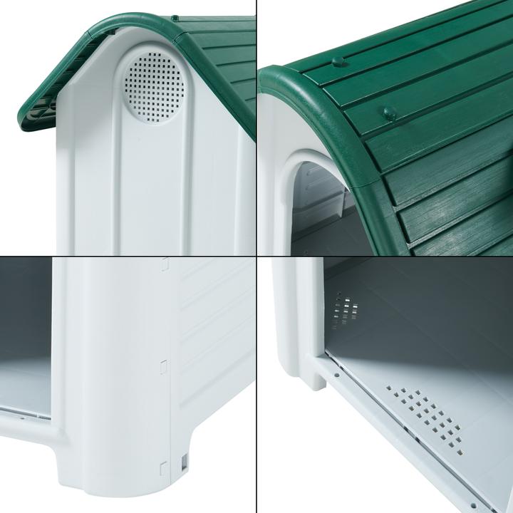 Actual product image En.Casa Hundehütte Bello 87x72x75 cm Weiss/Grün
