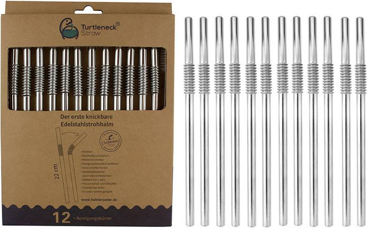 Produktbild Turtleneck Straw Biegbare Edelstahl Trinkhalme (12 x)