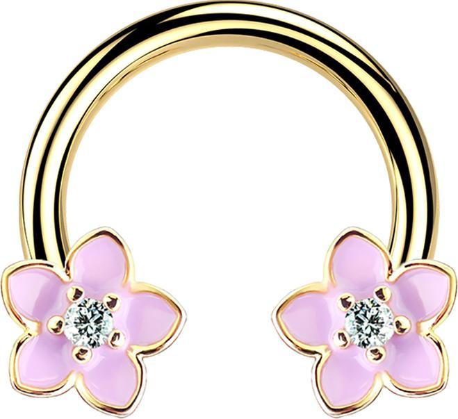 Immagine prodotto Star Piercing Circular Barbell 14k vergoldet Blume (Ottone, Acciaio chirurgico 316L)