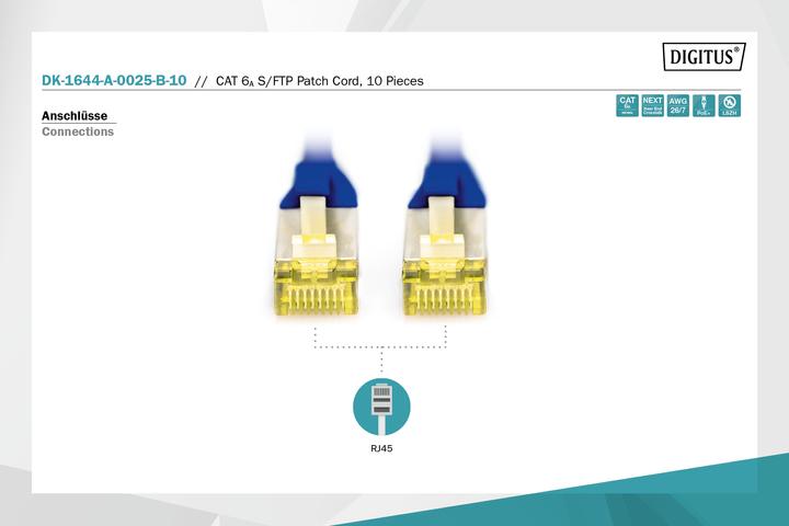 Actual product image Digitus CAT 6A S/FTP Patchkabel, 10 pieces (S/FTP, CAT6a, 0.25 m)