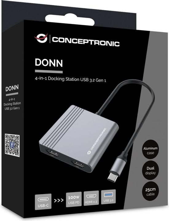 Productafbeelding Conceptronic 4-in-1 USB 3.2 Gen 1 dockingstation (USB-C, 4 Havens)
