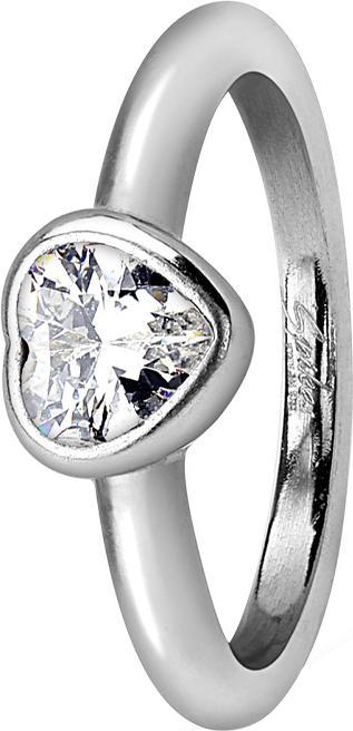 Star Piercing Ring silber mit Herzkristall (Chirurgenstahl 316L)