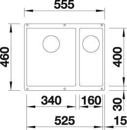 Actual product image Blanco Subline 340/160-U (Undermount sink, 46 cm, 55.50 cm)