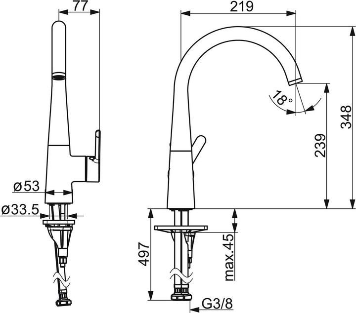 Produktbild Hansa Designo Style Einhebel-Küchenmischer schwenkbar