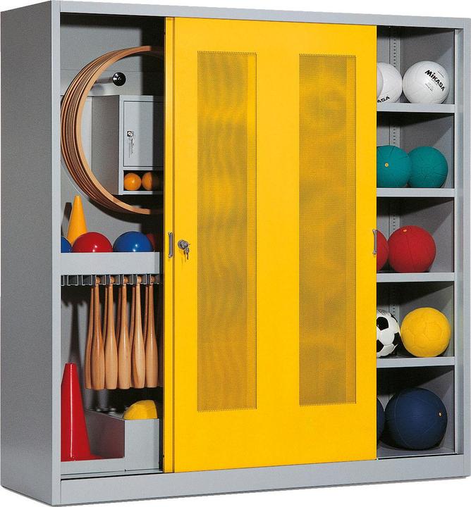 Actual product image C+P Sports equipment locker (HxWxD: 195x190x60 cm, with perforated sliding doors, type 5)