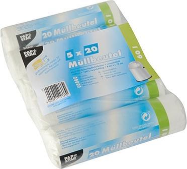 Papstar Mlleimerbeutel HDPE, 60 Liter, weiá (100 x, 60 l)