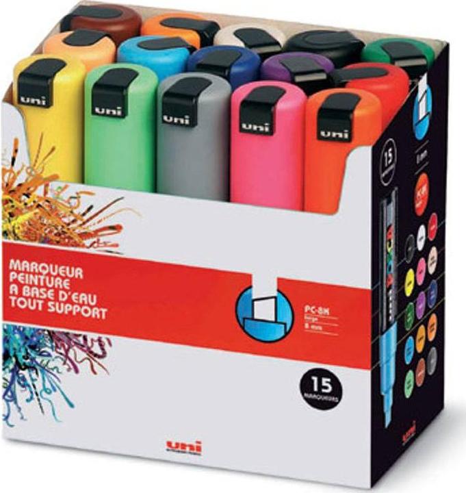 Actual product image Posca Marker PC-8K wedge tip (Multicolor, 8 mm, 8 x)