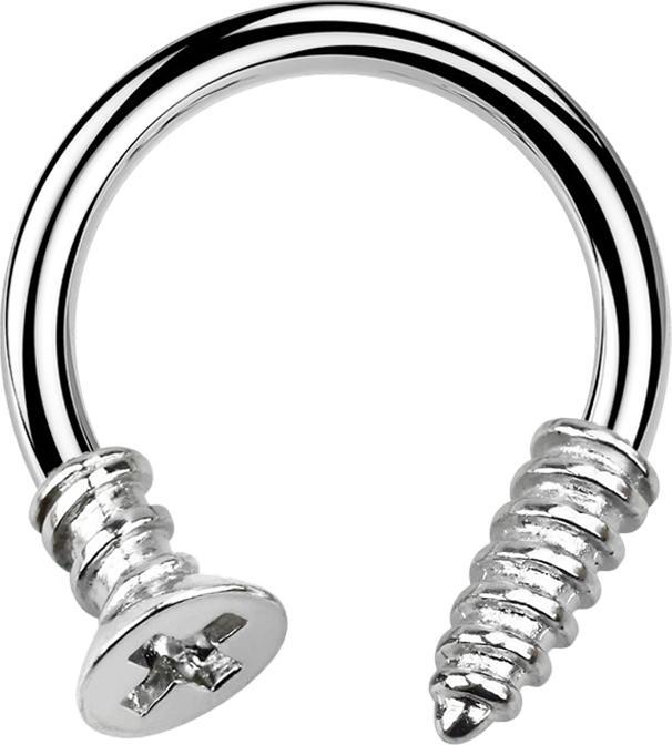 Star Piercing Micro Circular Barbell silber mit Kreuzschlitzschraube (ohne Messing, Chirurgenstahl 316L)