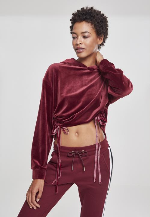 Immagine prodotto Urban Classics UC Ladies Ladies Short Velvet Gathered Hoody da donna con cappuccio (S)