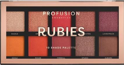 Actual product image Profusion Eyeshadow Palette paleta 10 cieni do powiek Rubies (Red, Coral, and Crimson)