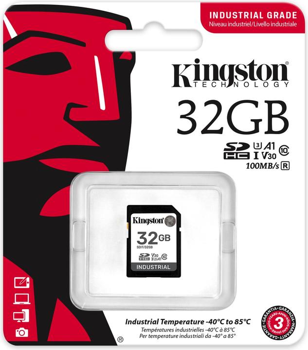 Actual product image Kingston Card Ind. SD +ADP 32GB pSLC (32 GB, SDHC, U3, UHS-I)