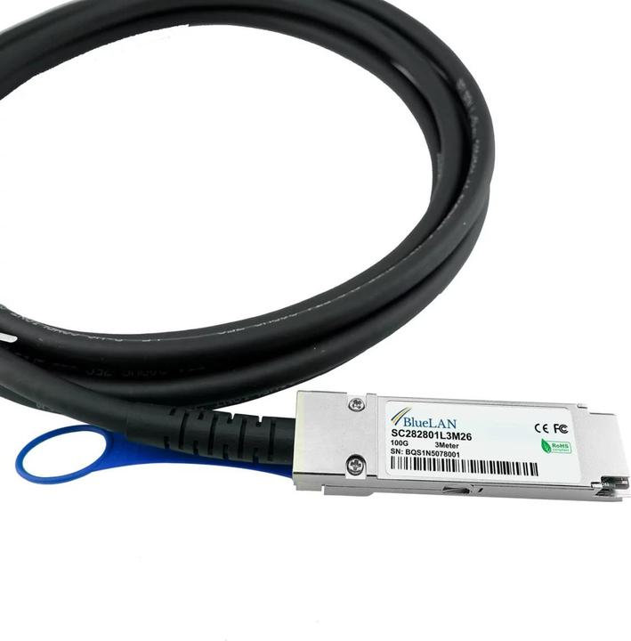 Actual product image BlueLAN Mellanox MCP1600-C002 compatible DAC QSFP28 SC282801L2M30