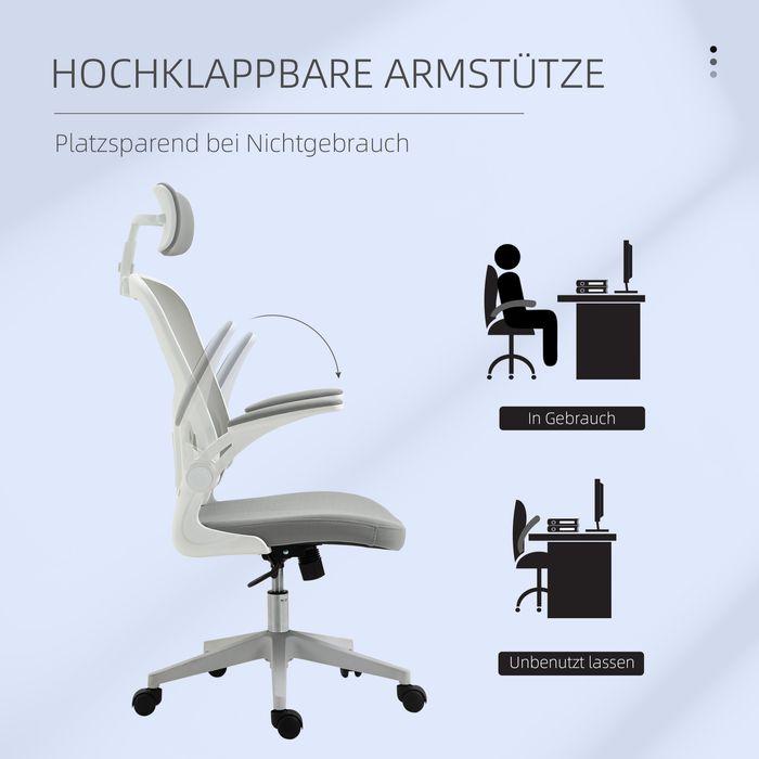 Actual product image Swisshandel24 Office chair ergonomic with rocking function lumbar support fold-up arm home office grey