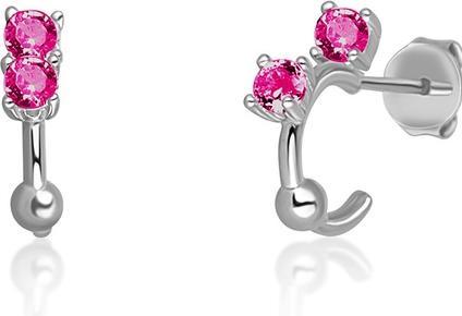 JVD Silver circle earrings with fuchsia zircons SVLE0701XH2R100