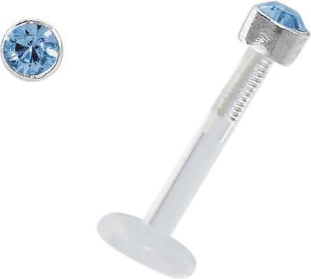 Bijouteria Piercing für Lippe/Tragus (Bioplast, Silber 925, Swarovski Kristall)