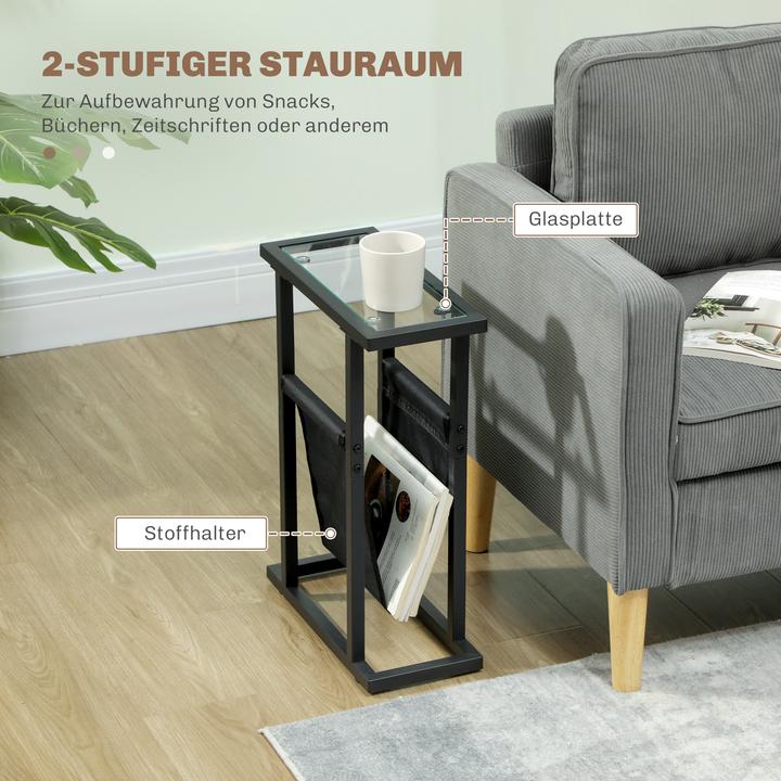 Produktbild Homcom Couchtisch Metall, Hartglas Schwarz