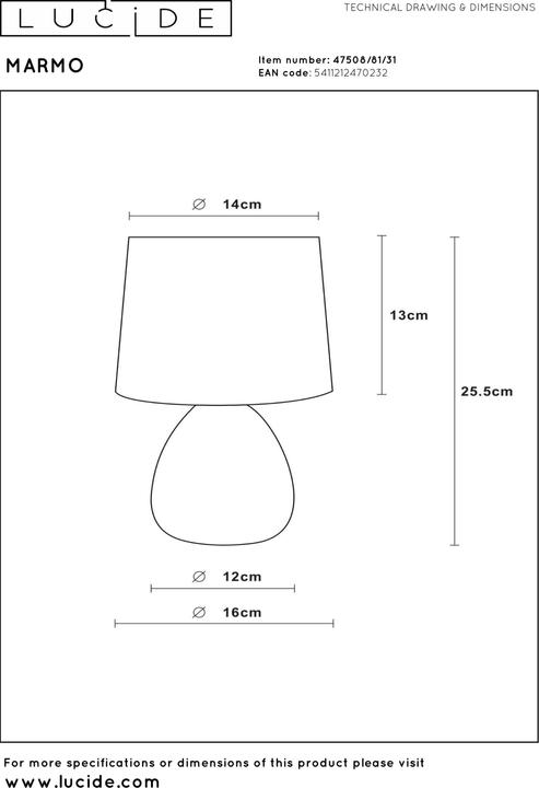 Actual product image Lucide marmo (E14)