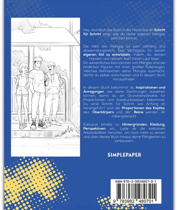 Produktbild SimplePaper Manga zeichnen lernen für Anfänger & Fortgeschrittene (Deutsch, SimplePaper, K & W Verlag, Knecht & Walde GbR, 2022)