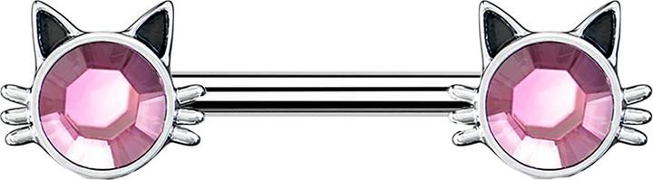 Produktbild Star Piercing Barbell silber Katze mit Kristall (Messing, Chirurgenstahl 316L)