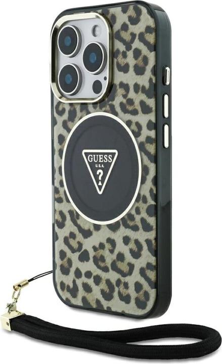 Productafbeelding Guess HC IML Luipaard Driehoek Snoerband MagSafe Case voor iPhone 16 Pro - Bruin (Apple iPhone 16 Pro)