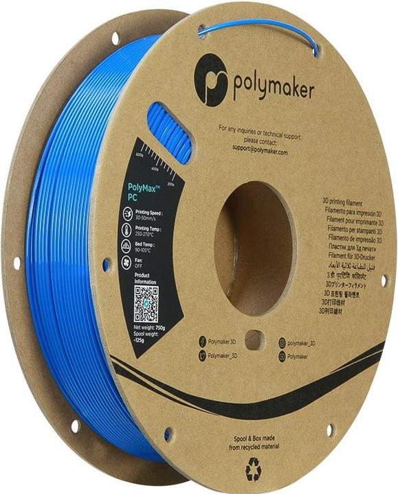Immagine prodotto Polymaker PolyMax Tough PC Blau 1,75 mm 750 g (Carbonio, 1.75 mm, 750 g, Blu)