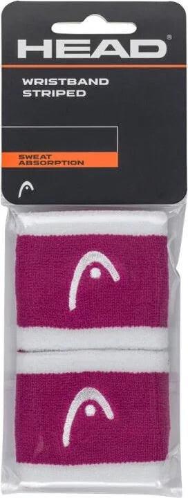 Head Wristband Striped Vivid Pink/White (2x)