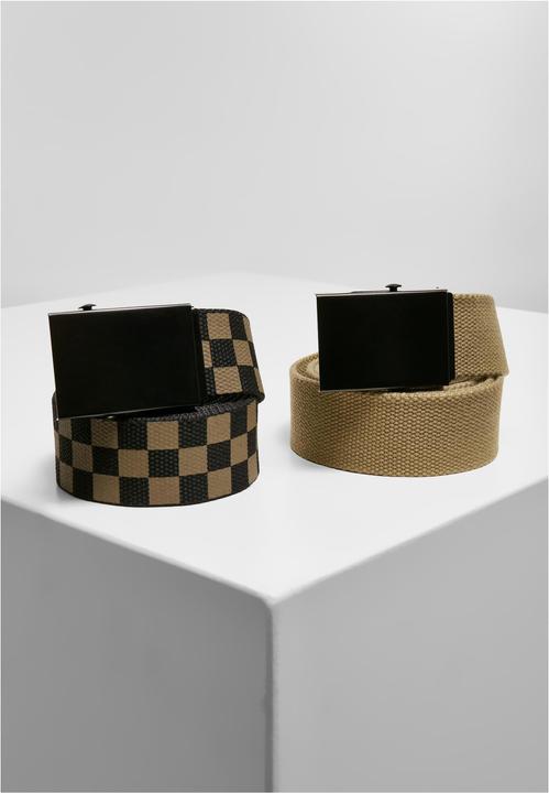 Produktbild Urban Classics Check And Solid Canvas Belt 2-Pack (L)