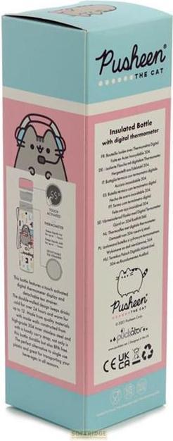 Actual product image Puckator Pusheen the Cat Computer Games Reusable Thermo Insulated Stainless Steel Drink Bottle with Digita (0.45 l)