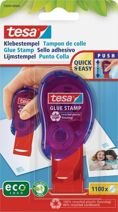 tesa Tampons adhésifs ecoLogo, pastilles adhésives double face pour coller rapidement le papier, le