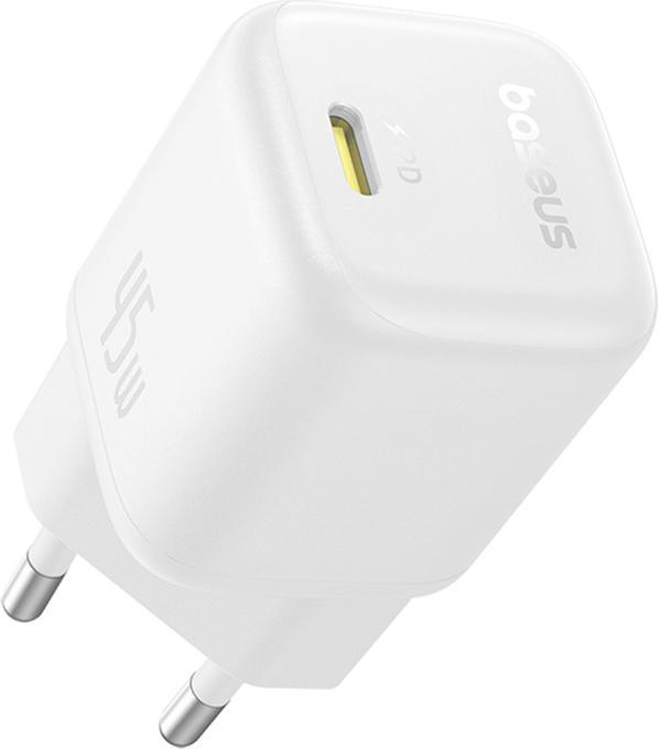Actual product image Baseus - Wall Charger PicoGo (P10176800213-00) - GaN, Fast Charging, 45W, USB-C - Moon White (45 W)