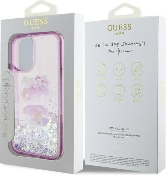 Immagine prodotto Hello Kitty HKHCP16SL50PPU Custodia rigida per iPhone 16 6.1" viola/viola Liquid Glitter 50TH Anniver (Apple iPhone 16)