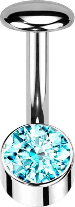 Actual product image Star Piercing Threadless Labret-Stab Banane silber Zylinder silber Kristall aqua (Titanium G23)