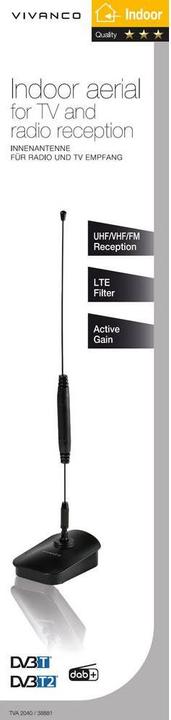Image du produit Vivanco Tva 2040 (Antenne d'intérieur, 10 dB, DAB/DAB+, DVB-T / -T2)