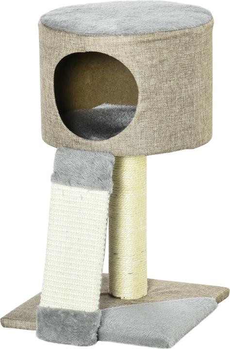 Produktbild PawHut Kratzbaum mit Katzenkasten (50 cm, Grau)