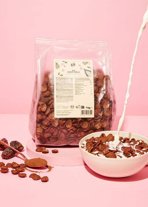 Produktbild KoRo Knusprige Bio Frühstücksgetreidekost-Schalen mit Schokoladengeschmack und Dattelzucker gesüsst (1000 g)
