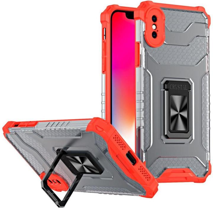 Immagine prodotto Hurtel Anello di cristallo Custodia Kickstand Tough Rugged Cover per iPhone XS Max rosso (Apple iPhone XS Max)