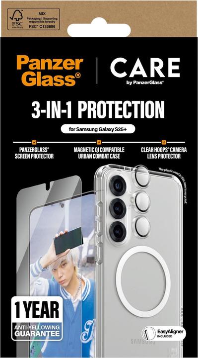 Productafbeelding PanzerGlass CARE by ® Flagship 3-in-1 Set Samsung Galaxy S 2025 Plus (1 Stuk, Samsung Galaxy S25+)